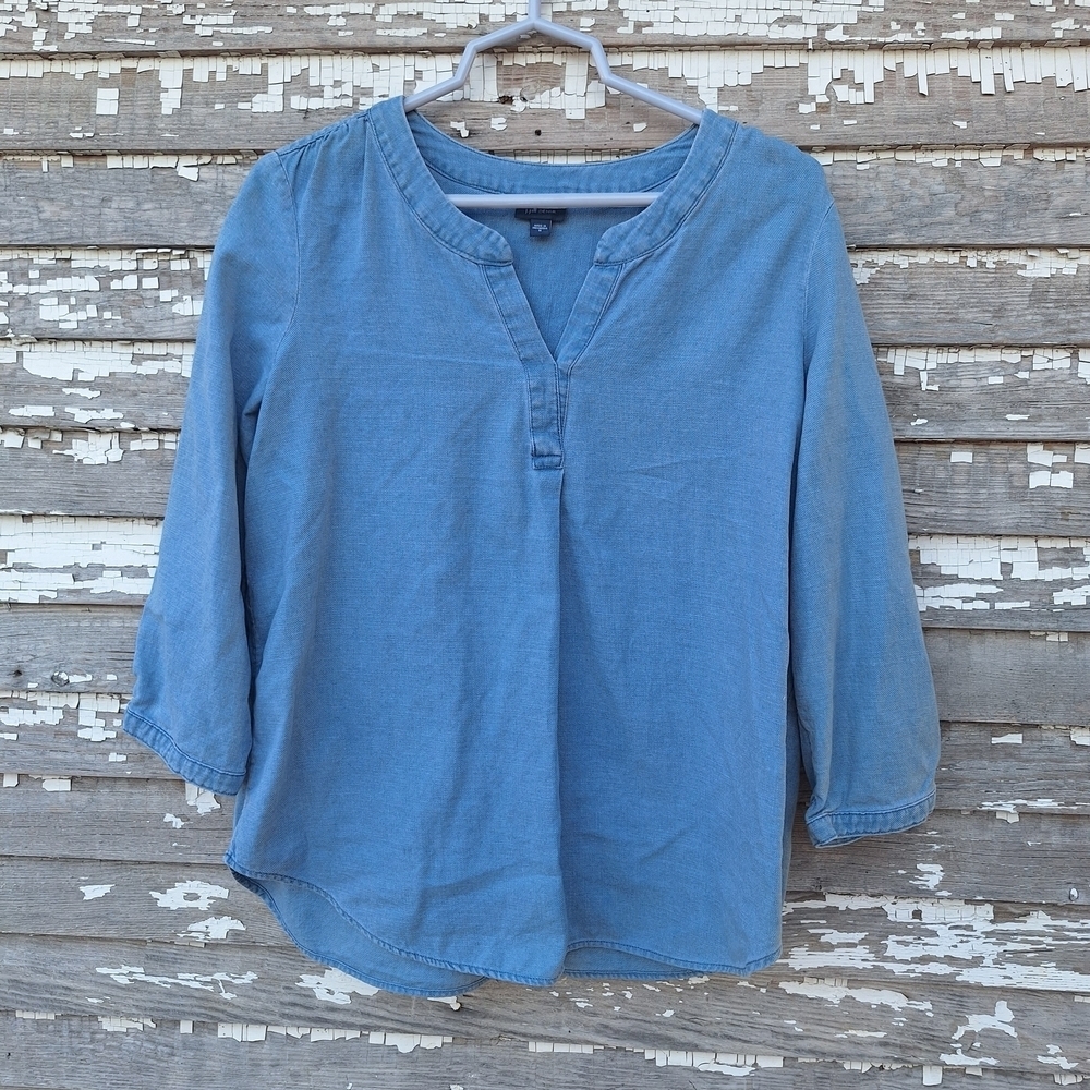 J. Jill Light Blue Denim Blouse Size Medium